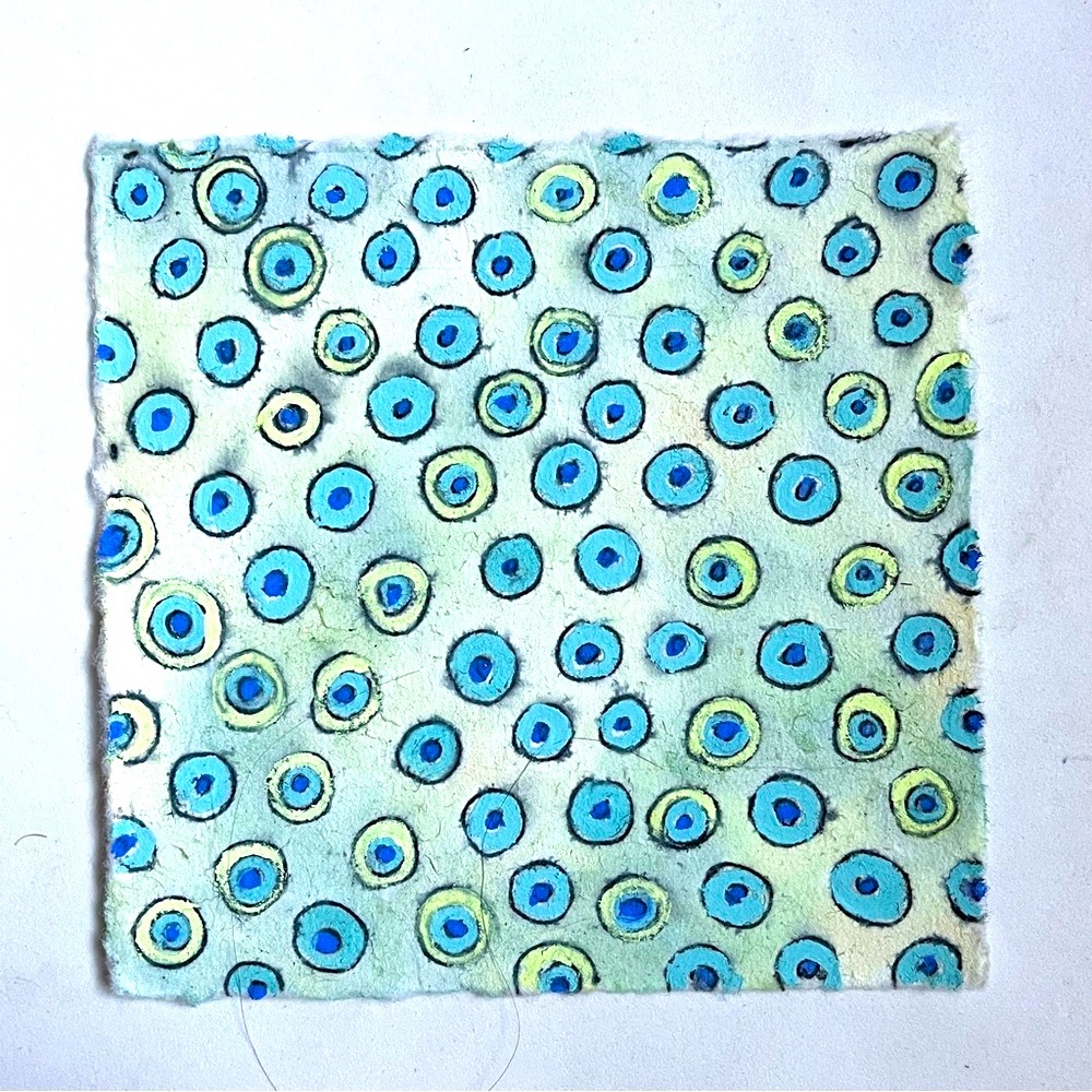 Abstract Blue and Green Polka Dot Circle Art Painting- original